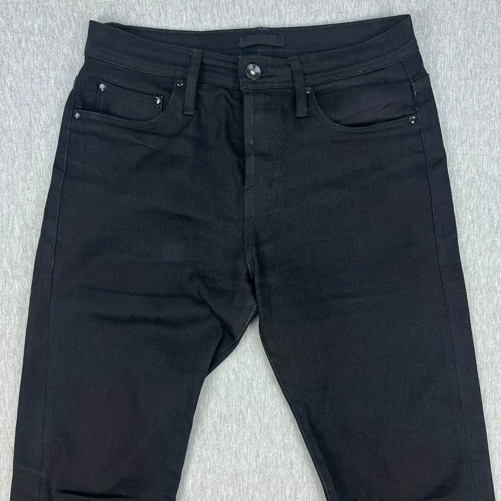 Unbranded Brand Selvedge Jeans Men 29 *Fits 31x34 Black UB244 Taper Stretch 11oz